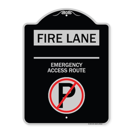 Signmission Fire Lane Emergency Access Route W/ No Parking Heavy-Gauge Aluminum Sign, 24" x 18", BS-1824-24016 A-DES-BS-1824-24016